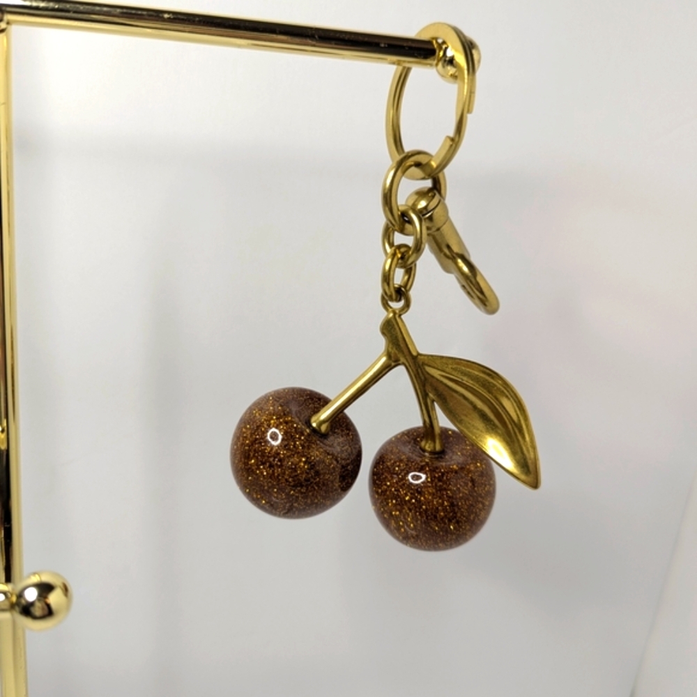 Gold Cherry Bag Charm